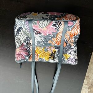 Vera Bradley Floral Quilted Tote Bag in Multi-Color with Blue Handles